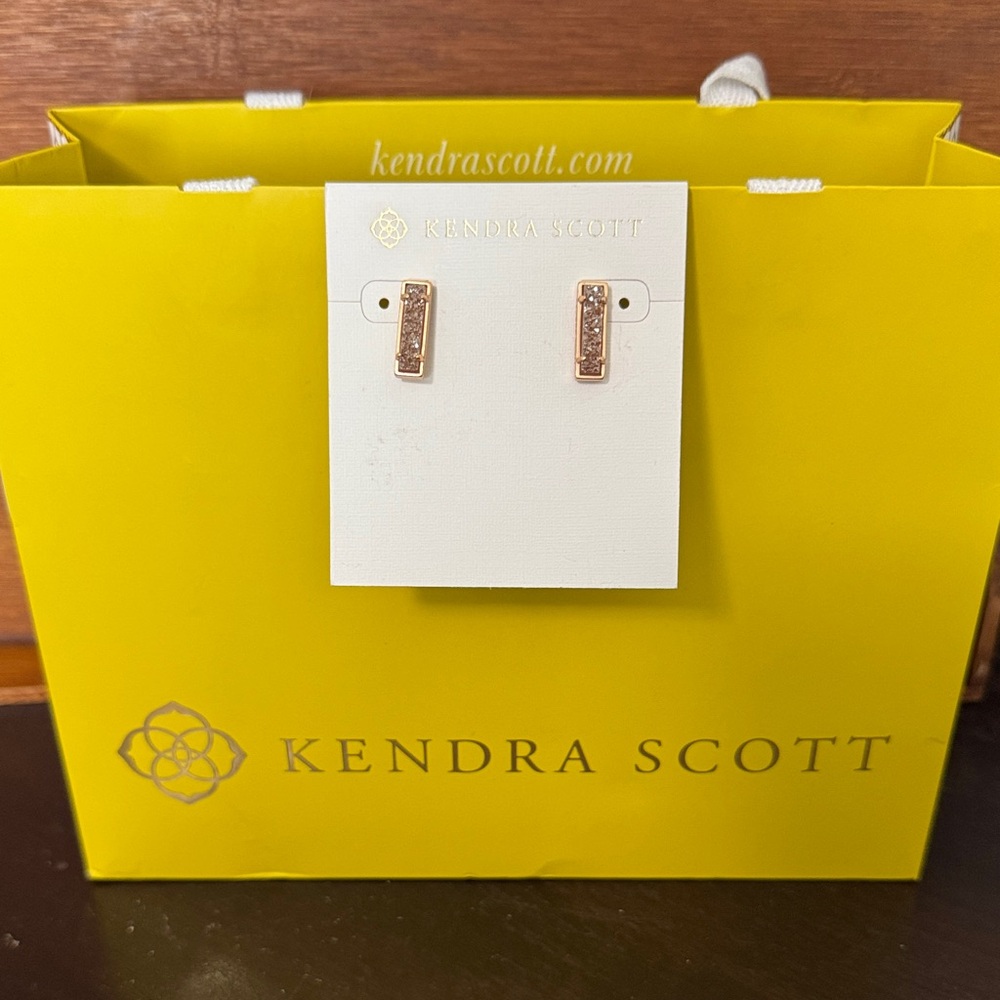 Kendra Scott Rose Gold Drusy Bar Earrings
